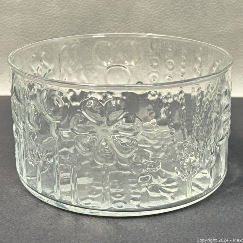 MCM IITTALLA Nuutajarvi Flora Arabia Glass Salad Bowls By Designer ‘OIVA TOIKKA’